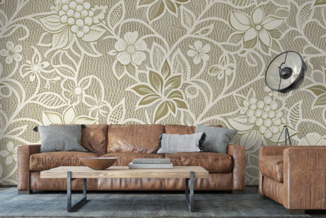 Bloemenranken op creme achtergrond