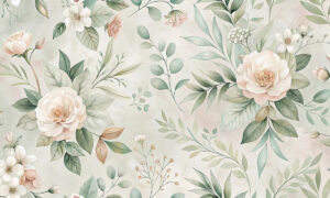 Bloemen fotobehang met pioenrozen in poederroze tinten