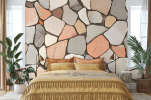 Perzik en grijs mozaiekpatroon