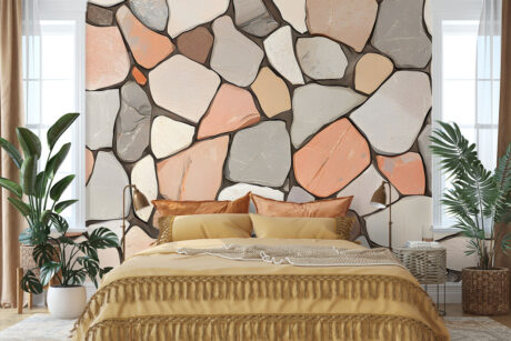 Perzik en grijs mozaiekpatroon