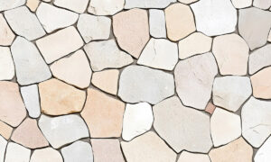 Natuursteen behang met flagstone patroon in perzik tinten