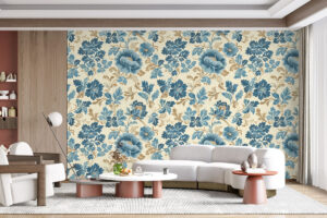 Luxe patroon met blauwe en gouden details