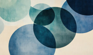 Geometrisch behang met turquoise en mintgroene cirkels