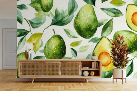 Frisgroen botanisch motief met vruchten