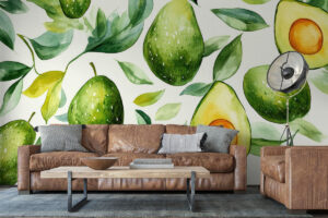 Natuurlijke illustratie met avocado doorsneden