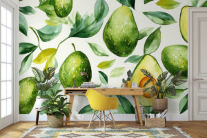 Speels design met groene bladeren en fruit