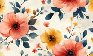 Bloemen fotobehang met klaprozen in aquarelstijl