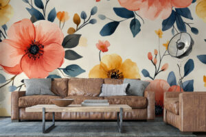 Zachte penseelstreken in oranje en geel