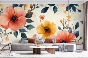 Artistiek patroon met klaprozen en lichtheid