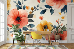 Aquarelontwerp met zachte klaprozen en lichte toets