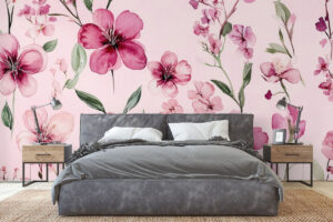 Romantisch motief met bloesemtakken in magenta