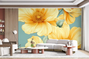 Tropisch motief op turquoise achtergrond