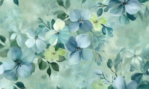 Bloemen fotobehang met vergeet-mij-nietjes in aquarelstijl