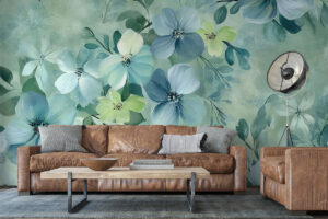 Aquarel bloemenweide in zachte kleuren