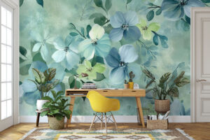 Dromerig ontwerp met blauwe veldbloemen in aquarelstijl