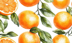 Botanisch behang met eucalyptustakken en groene bessen