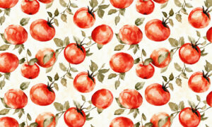 Keuken behang met tomaten in aquarelstijl