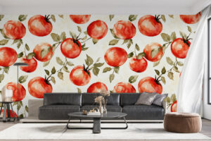 Keukenprint met tomaten en natuurlijke details