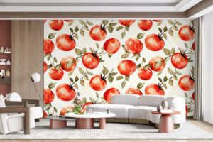 Zomerse print met verse tomaten in aquarelstijl