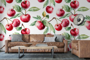 Vintage dessin met kersen in botanische illustratiestijl