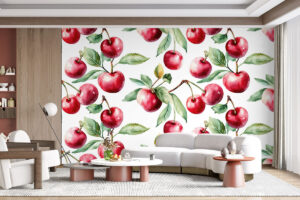 Vruchtenillustratie met groene bladeren