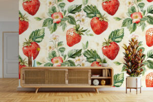 Botanische print met zomers fruitpatroon