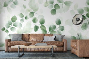 Zachte wandprint met eucalyptus in aquarelstijl
