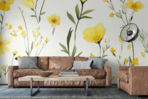 Natuurlijk dessin met veldbloemen in aquarelstijl