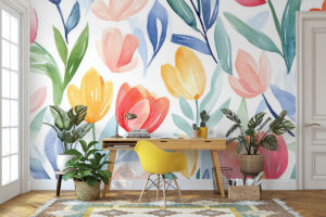 Aquarel tulpen in zachte pasteltinten