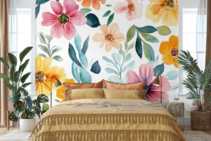 Losse bloemenprint in aquarelstijl