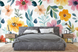 Kleurrijk veld vol aquarelbloemen