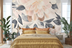 Bloemenprint in poederroze en perzik