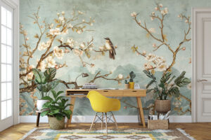 Vogels in saliegroene tinten