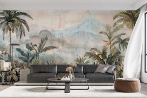 Tropisch landschap in aquarelstijl