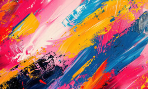 Kleurrijk kunstwerk met dynamiek fotobehang
