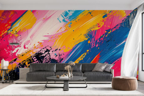 Turquoise en roze compositie