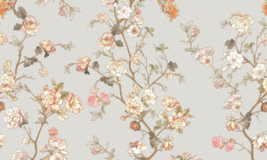 Tijdloze oosterse bloemenprint in zachte tinten behang