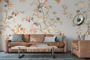 Bloesemtakken in koraal en groen