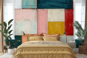 Artistieke wanddecoratie in moderne tinten