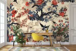 Bloesemtakken in kobaltblauw en terracotta