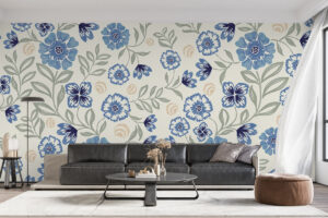 Blauwgroen bloemenmotief met charme