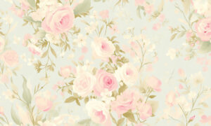 Charmant patroon met groene bladeren fotobehang