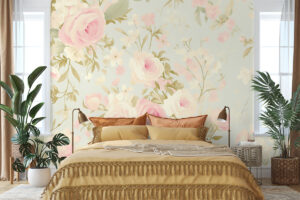 Zachte pastelkleurige rozenprint