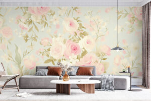 Zachte bloemen op mintgroen