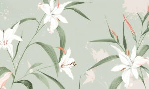 Natuurlijke wandprint met bloemrijke elegantie behang