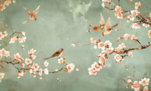 Oosterse wandprint met zachte tinten fotobehang