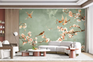 Chinoiserie ontwerp met bloeiende takken