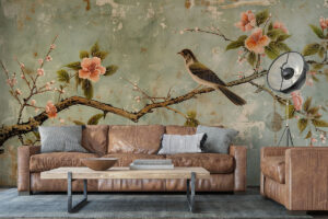 Kunstzinnige muur met vogelmotief