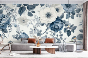 Blauwe bloemen op witte achtergrond