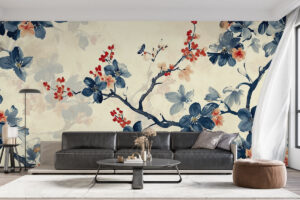 Serene oosterse print met bloemendessin
